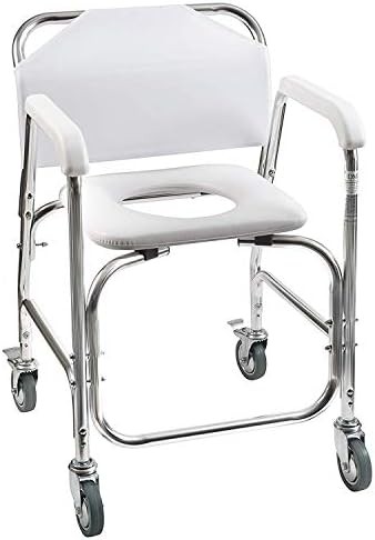 Rolling shower chair and transport commode