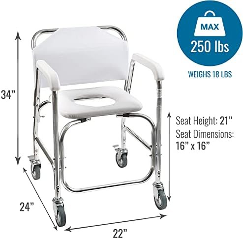 Rolling shower chair and transport commode — photo 5