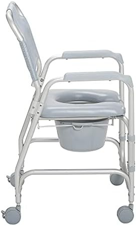 Gray padded shower chair with casters — photo 5
