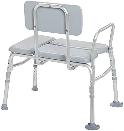 Padded Gray Shower Seat with Backrest — photo 3