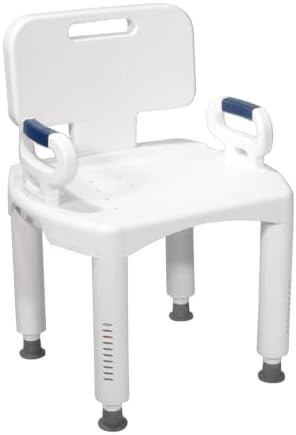 White Shower Chair with Arms 350 lb Capacity