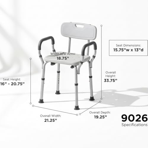 Padded shower chair with arms — photo 4