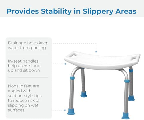 Aluminum non-slip adjustable shower stool — photo 3