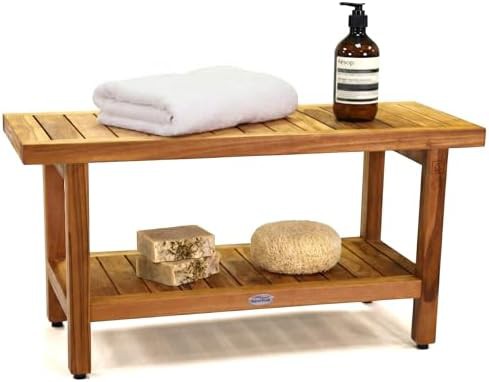 Large thirty six inch teak spa bench