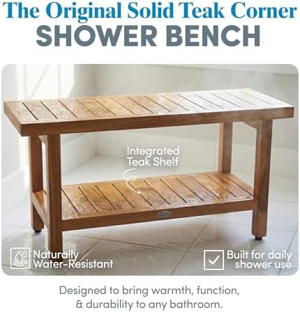 Large thirty six inch teak spa bench — photo 3
