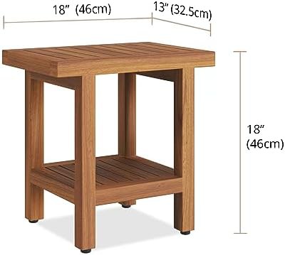Eighteen inch spa teak stool with shelf — photo 3