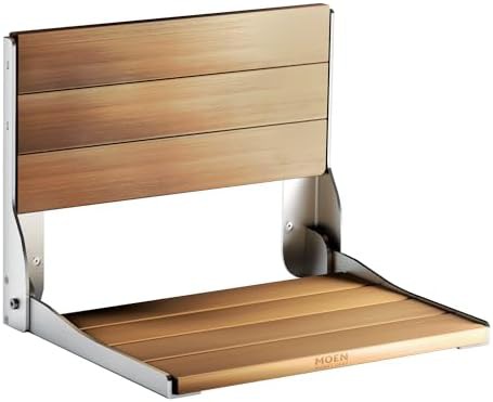 Wall mounted teak folding bench