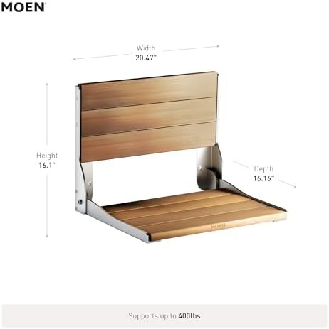 Wall mounted teak folding bench — photo 3