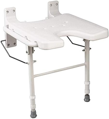 Wall mounted folding shower bench with legs