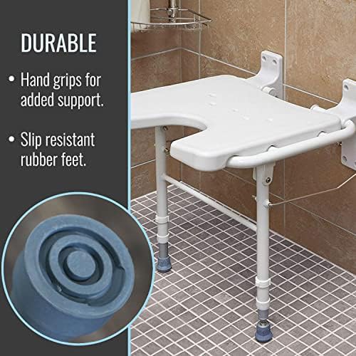 Wall mounted folding shower bench with legs — photo 4