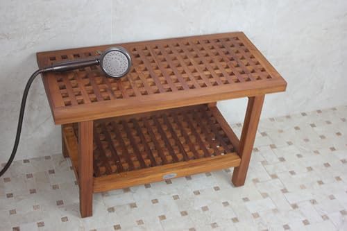 Thirty inch grate style teak shower bench — photo 3