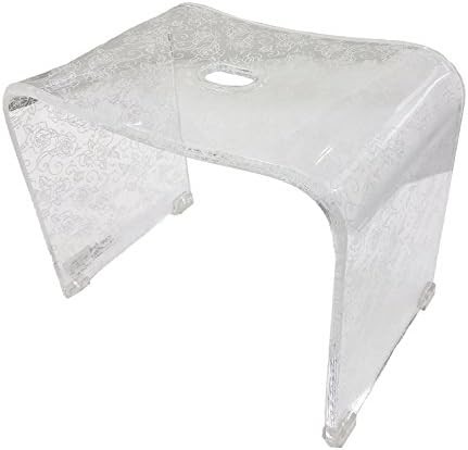 White clear rose pattern acrylic stool