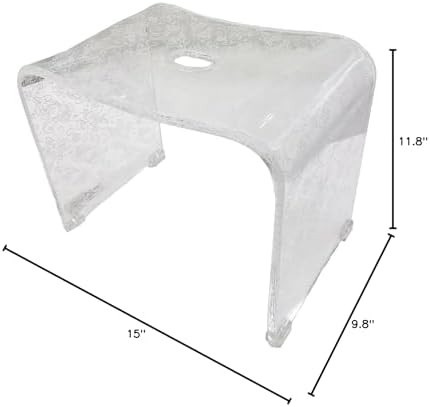 White clear rose pattern acrylic stool — photo 3