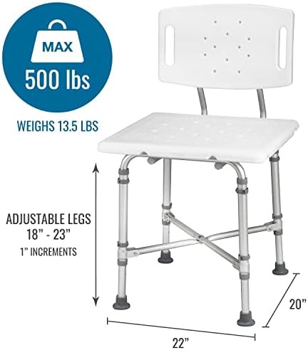 White heavy duty shower chair 500 lbs — photo 3