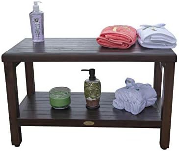 Thirty inch teak bench with arms — photo 3