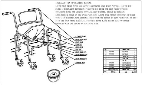 Padded rolling shower commode chair with wheels — photo 4