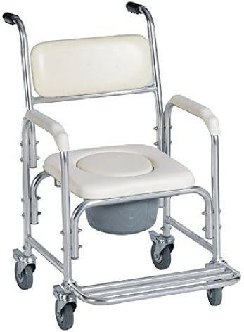 Padded rolling shower commode chair with wheels — photo 5