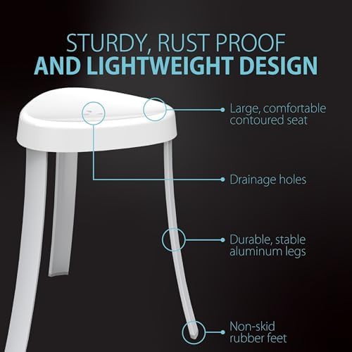 White aluminum spa shower stool — photo 3