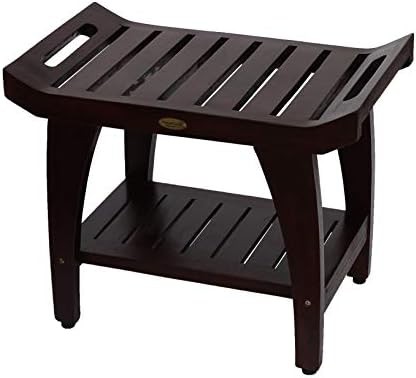 Teak shower bench with lift-aide arms