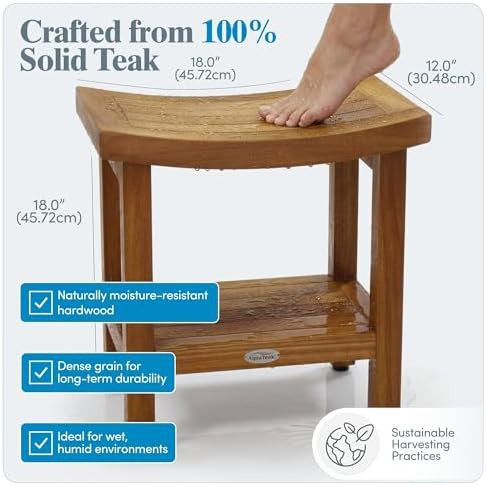 Non slip eighteen inch teak shower chair — photo 3