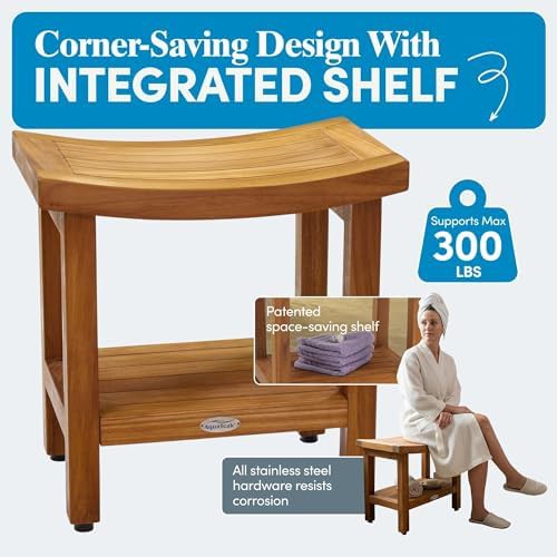 Non slip eighteen inch teak shower chair — photo 4