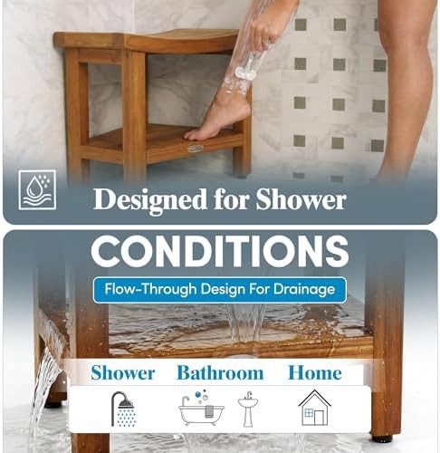 Non slip eighteen inch teak shower chair — photo 5
