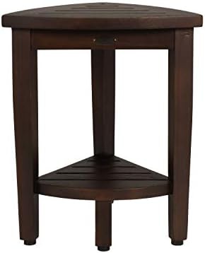 Corner teak shower bench in brown