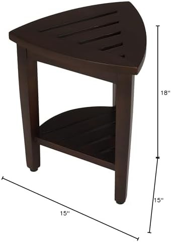 Corner teak shower bench in brown — photo 3