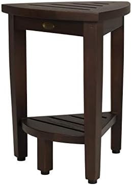 Corner teak shower bench in brown — photo 4