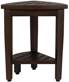 Corner teak shower bench in brown — photo 5