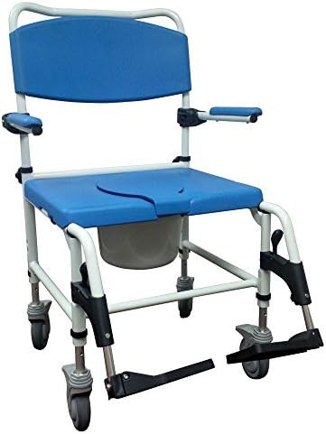 Blue Bariatric Aluminum Rehab Commode Chair