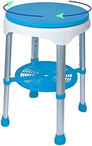 Swivel bath stool with storage tray