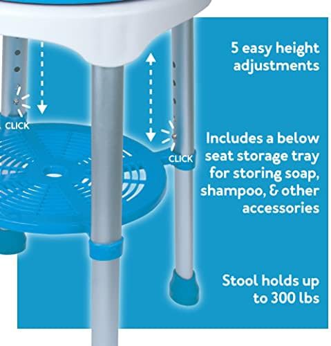 Swivel bath stool with storage tray — photo 3