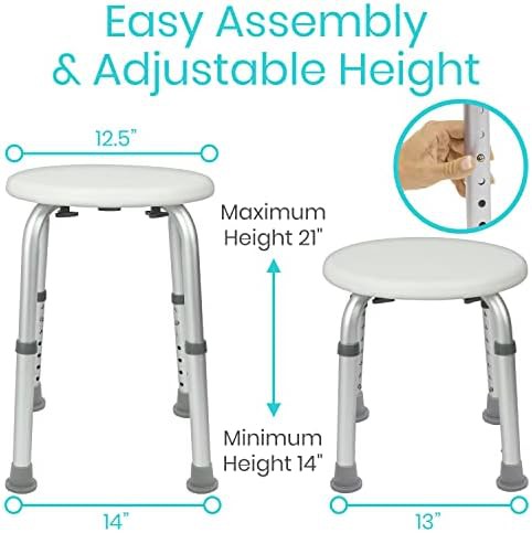 Round adjustable non slip shower stool — photo 3