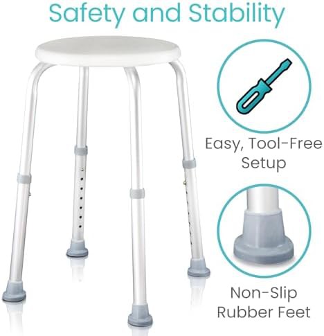 Round adjustable non slip shower stool — photo 5