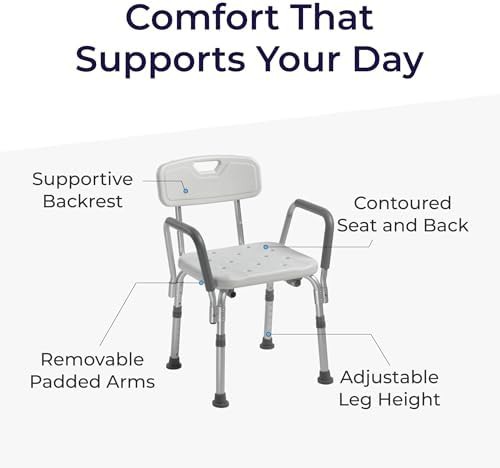 Premium White Shower Chair with Padded Arms — photo 4
