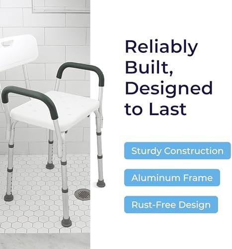 Premium White Shower Chair with Padded Arms — photo 5