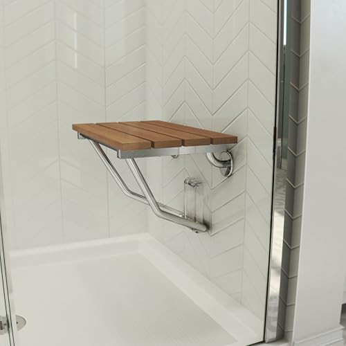 Natural teak folding ADA compliant seat — photo 3