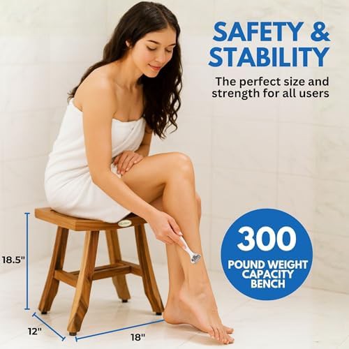 Satori eighteen inch natural teak stool — photo 3