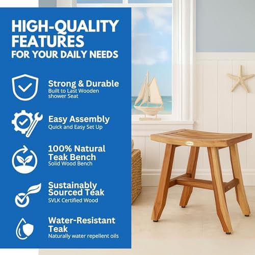 Satori eighteen inch natural teak stool — photo 4
