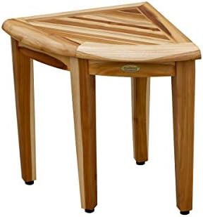 Adjustable height corner teak bench