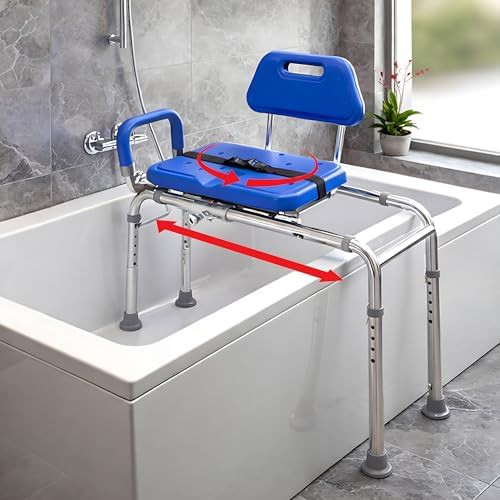 Blue gateway sliding swivel shower chair