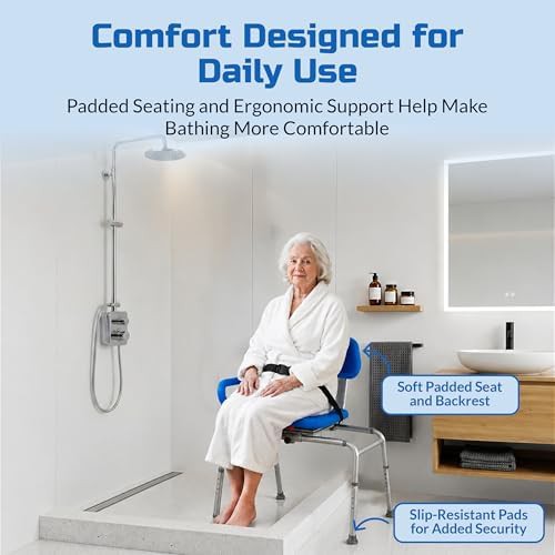 Blue gateway sliding swivel shower chair — photo 3