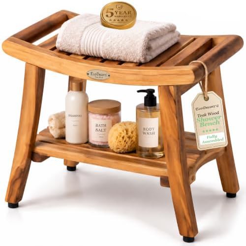 Twenty four inch teak shower stool