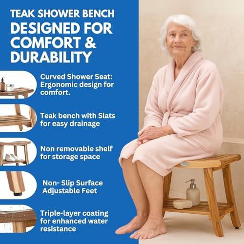 Twenty four inch teak shower stool — photo 5