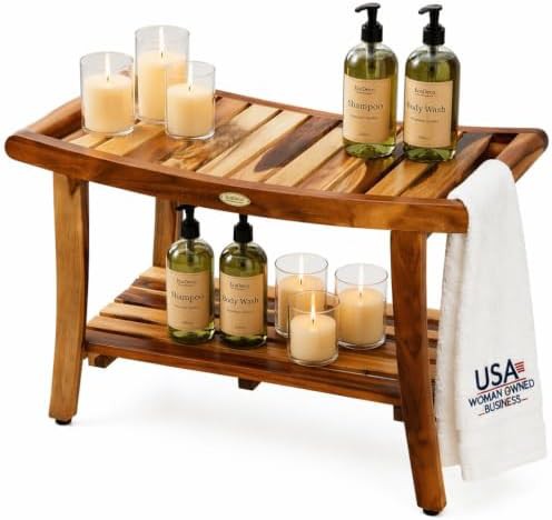 Wide thirty inch teak shower bench
