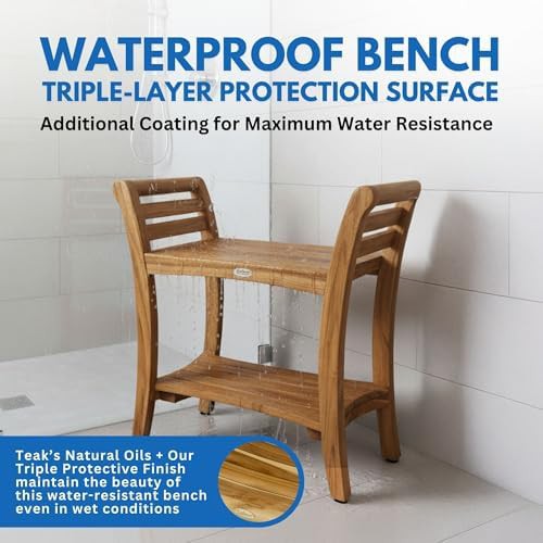Symmetry teak bench with side arms — photo 5