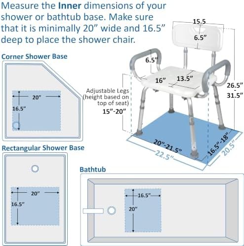 Heavy Duty Spa Shower Chair with Gray Arms — photo 3