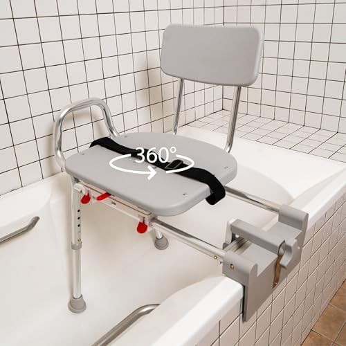 Tub-mount sliding bench with swivel seat — photo 3