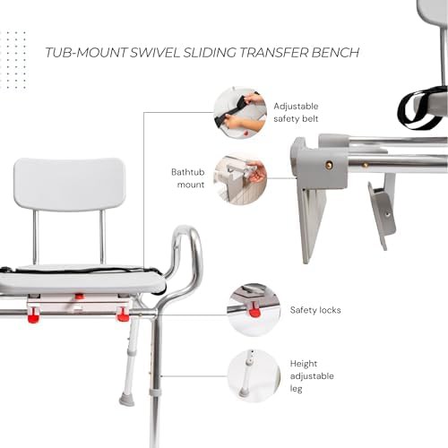 Tub-mount sliding bench with swivel seat — photo 5